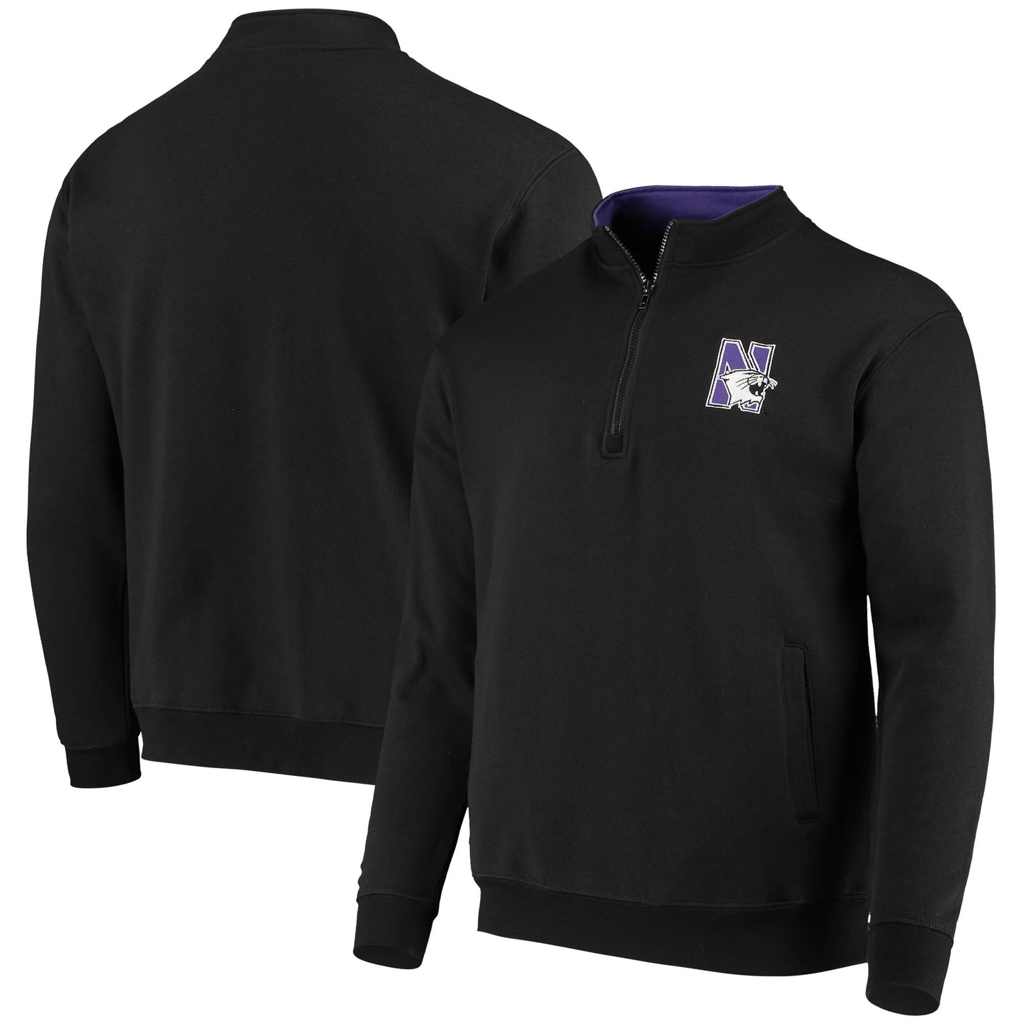 Men's Colosseum Black Northwestern Wildcats Tortugas Logo Quarter-Zip Jacket