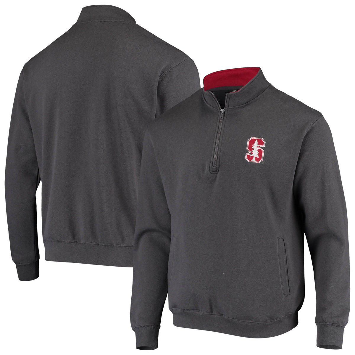 Men's Colosseum Charcoal Stanford Cardinal Tortugas Logo Quarter-Zip Jacket