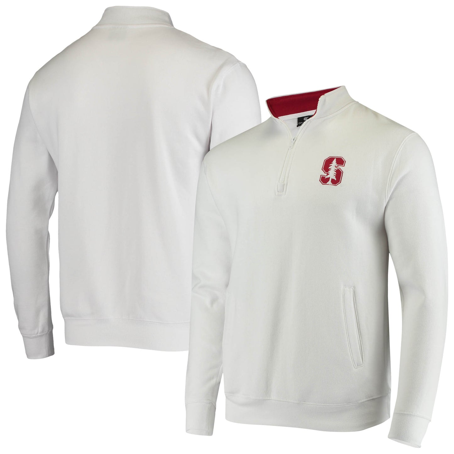 Men's Colosseum White Stanford Cardinal Tortugas Logo Quarter-Zip Jacket