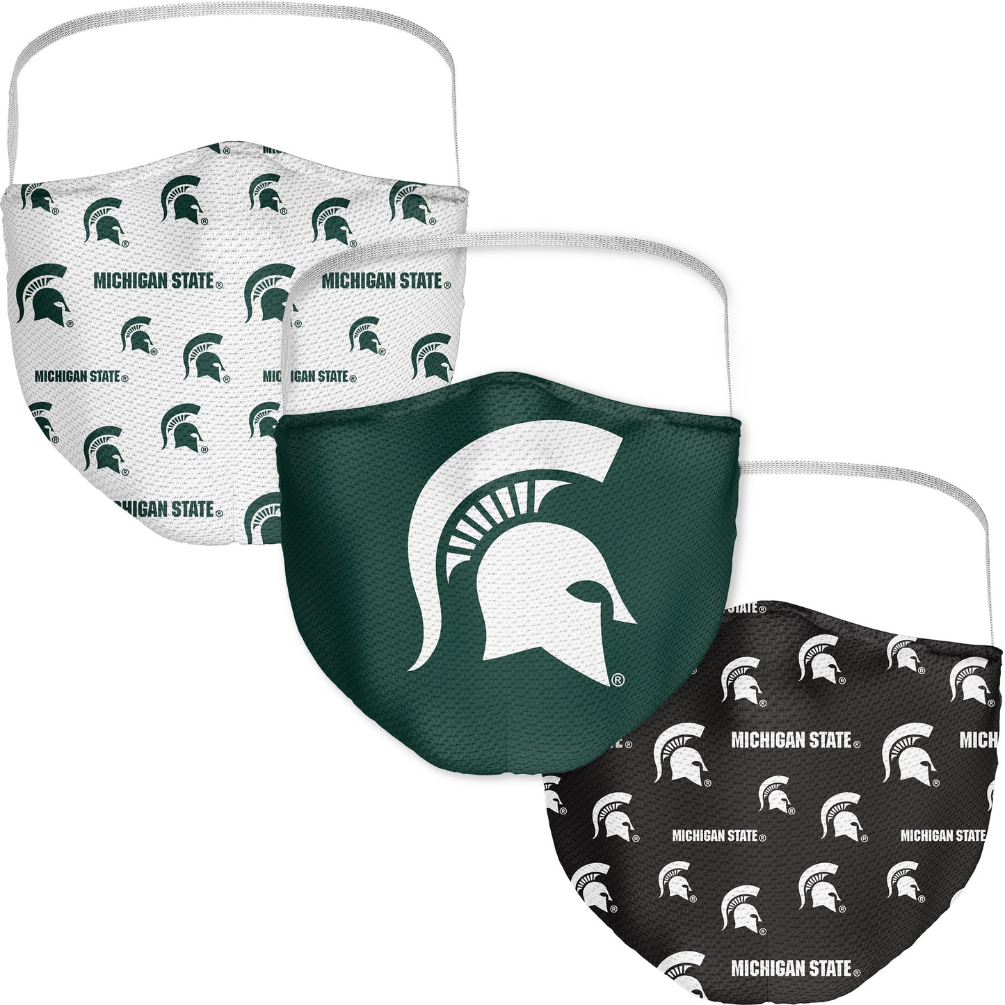 Adult Fanatics Michigan State Spartans All Over Logo Face Covering 3-Pack
