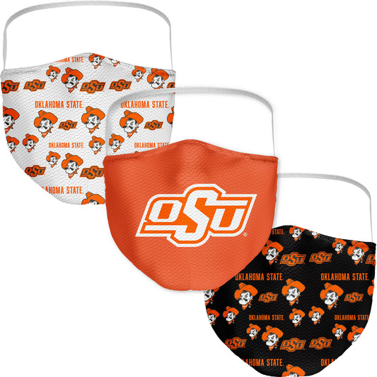 Adult Fanatics Oklahoma State Cowboys All Over Logo Face Covering 3-Pack