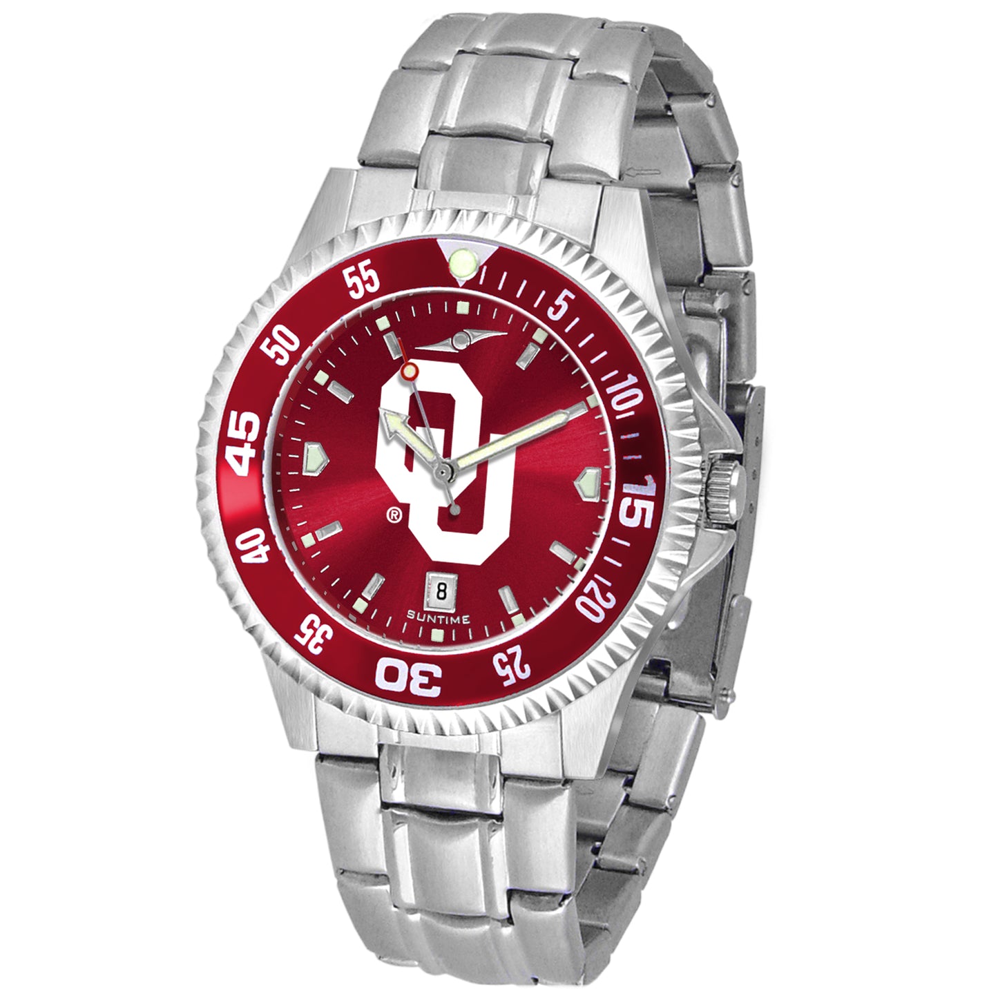 Crimson Oklahoma Sooners Competitor Steel AnoChrome Color Bezel Watch