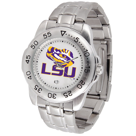 White LSU Tigers Sport Steel Team Watch