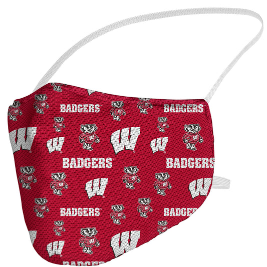 Adult Fanatics Wisconsin Badgers All Over Logo Face Covering