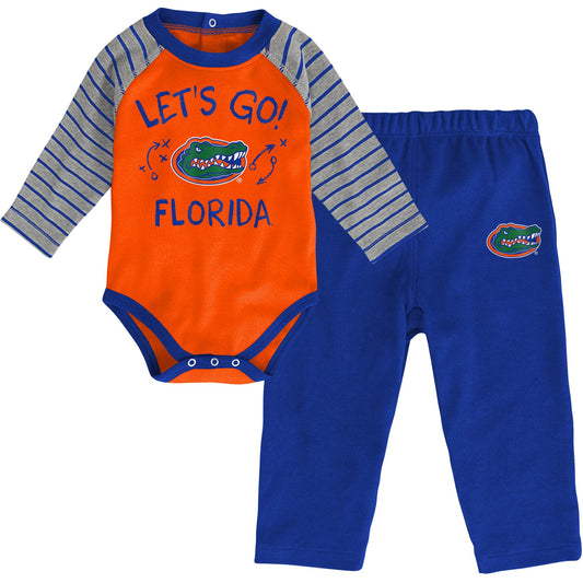 Newborn & Infant Orange/Royal Florida Gators Touchdown 2.0 Raglan Long Sleeve Bodysuit & Pants Set