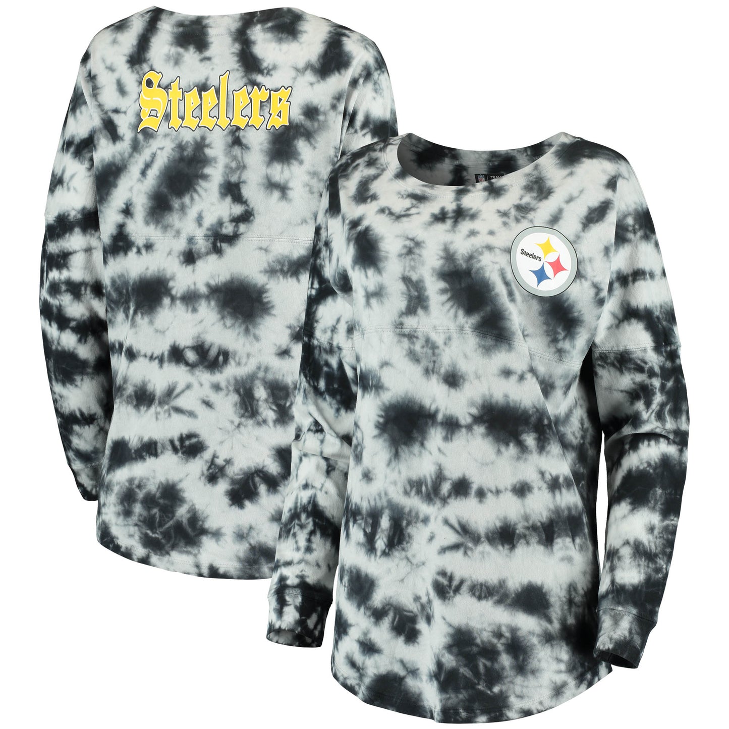 Women's New Era Black Pittsburgh Steelers Tie-Dye Long Sleeve T-Shirt