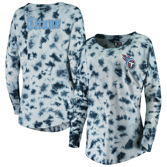 Women's New Era Navy Tennessee Titans Tie-Dye Long Sleeve T-Shirt