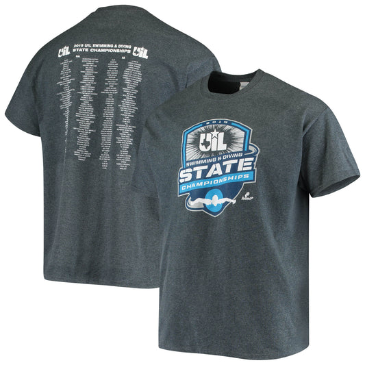 Men's Heathered Charcoal 2019 Swimming & Diving State Championships T-Shirt