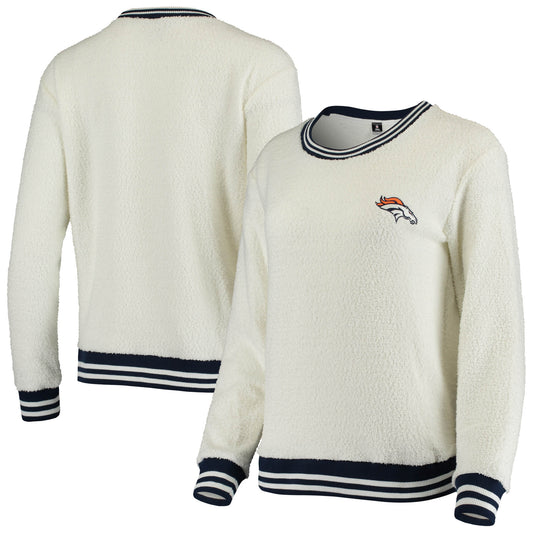 Women's Concepts Sport Cream/Navy Denver Broncos Granite Knit Pullover Sweatshirt