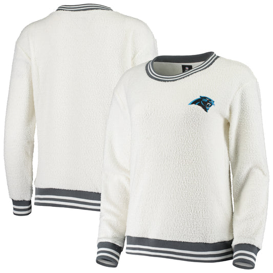 Women's Concepts Sport Cream/Charcoal Carolina Panthers Granite Knit Pullover Sweatshirt