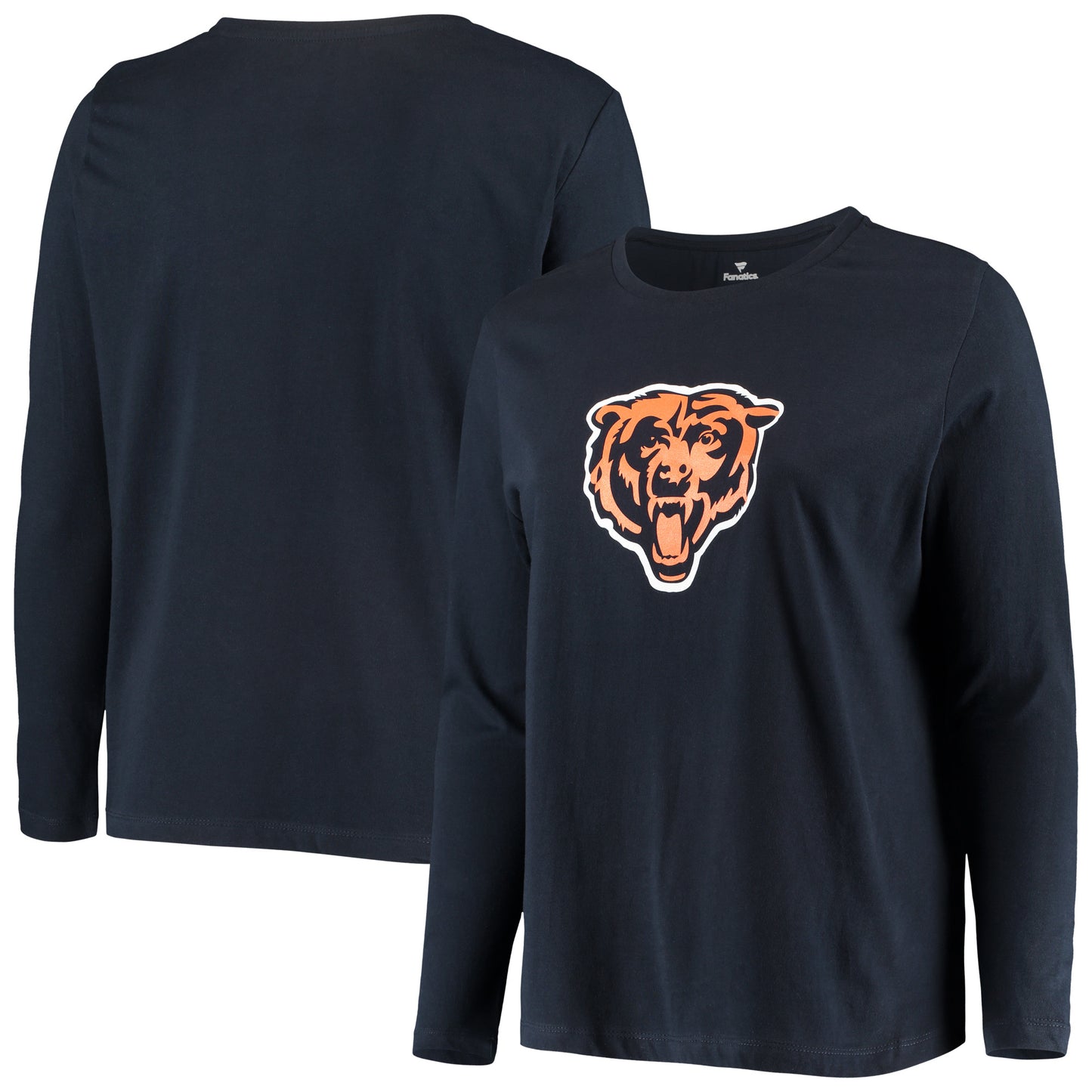 Women's Fanatics Navy Chicago Bears Plus Size Primary Logo Long Sleeve T-Shirt