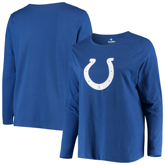 Women's Fanatics Royal Indianapolis Colts Plus Size Primary Logo Long Sleeve T-Shirt