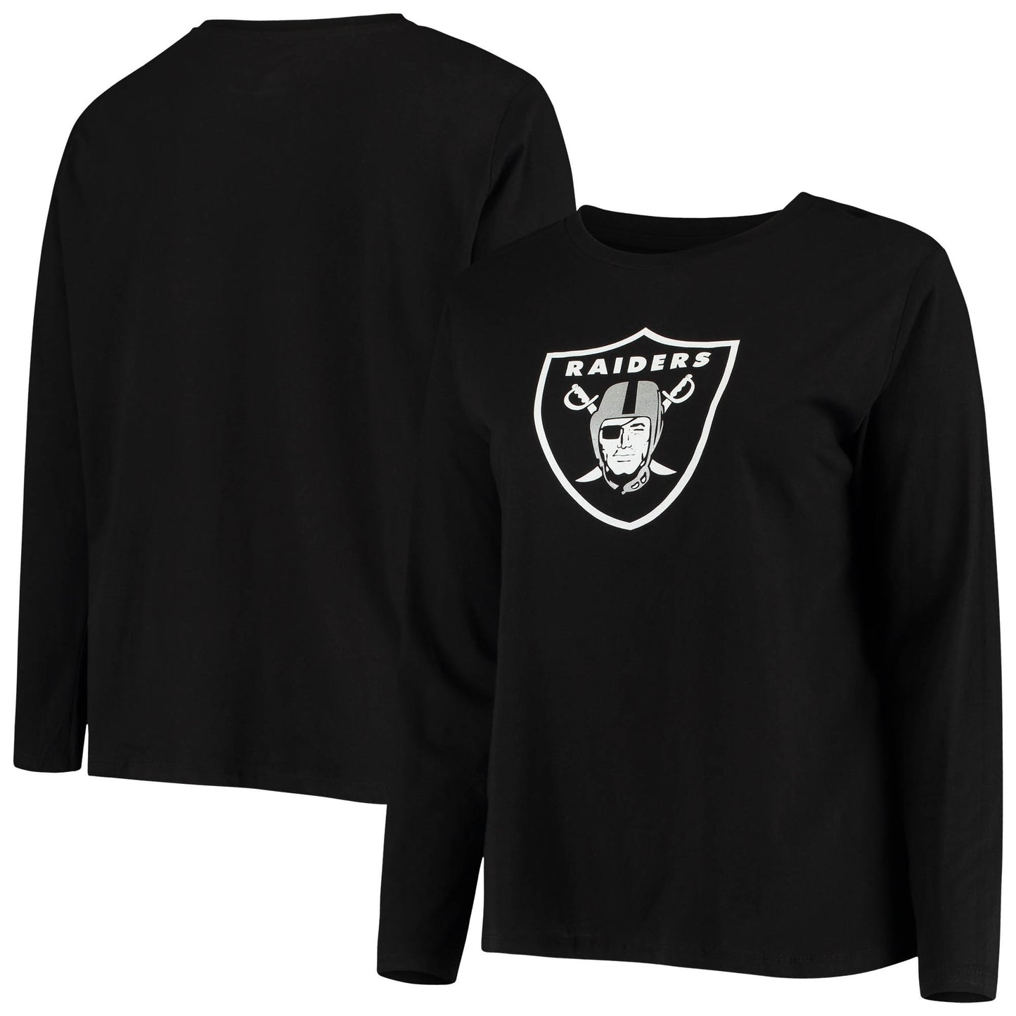 Women's Fanatics Black Las Vegas Raiders Plus Size Primary Logo Long Sleeve T-Shirt