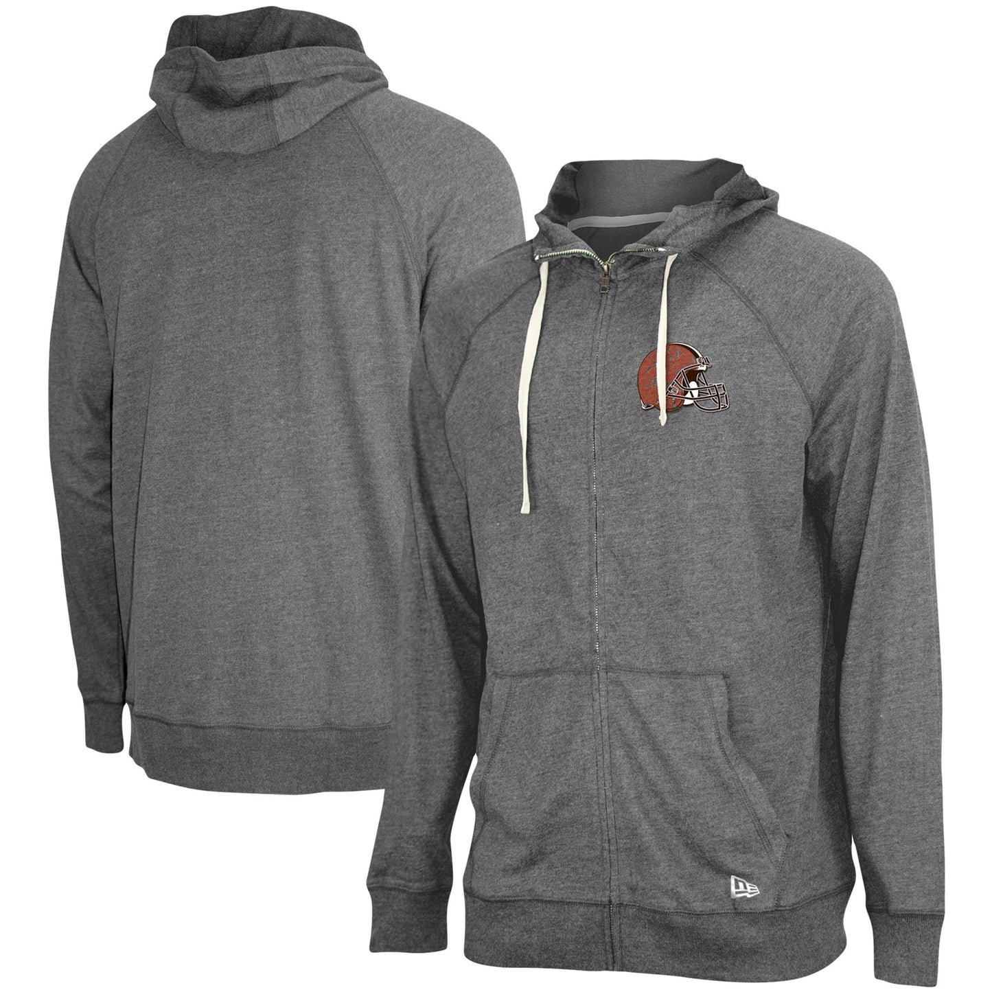 Men's New Era Heathered Gray Cleveland Browns In Season Hoodie Full-Zip Jacket