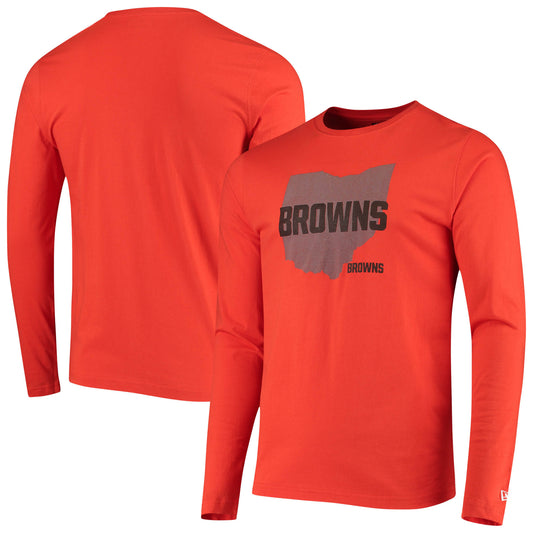 Men's New Era Orange Cleveland Browns State Long Sleeve T-Shirt