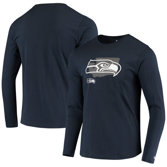 Men's New Era College Navy Seattle Seahawks State Long Sleeve T-Shirt