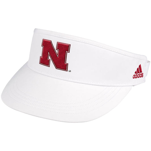 Men's adidas White Nebraska Huskers Sideline Coaches Performance High Visor