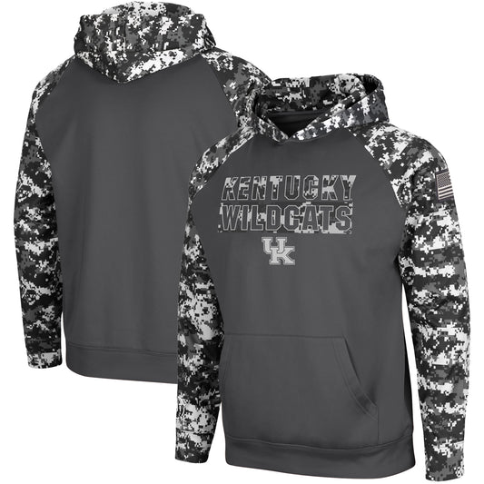 Youth Colosseum Charcoal Kentucky Wildcats OHT Military Appreciation Digital Camo Raglan Pullover Hoodie