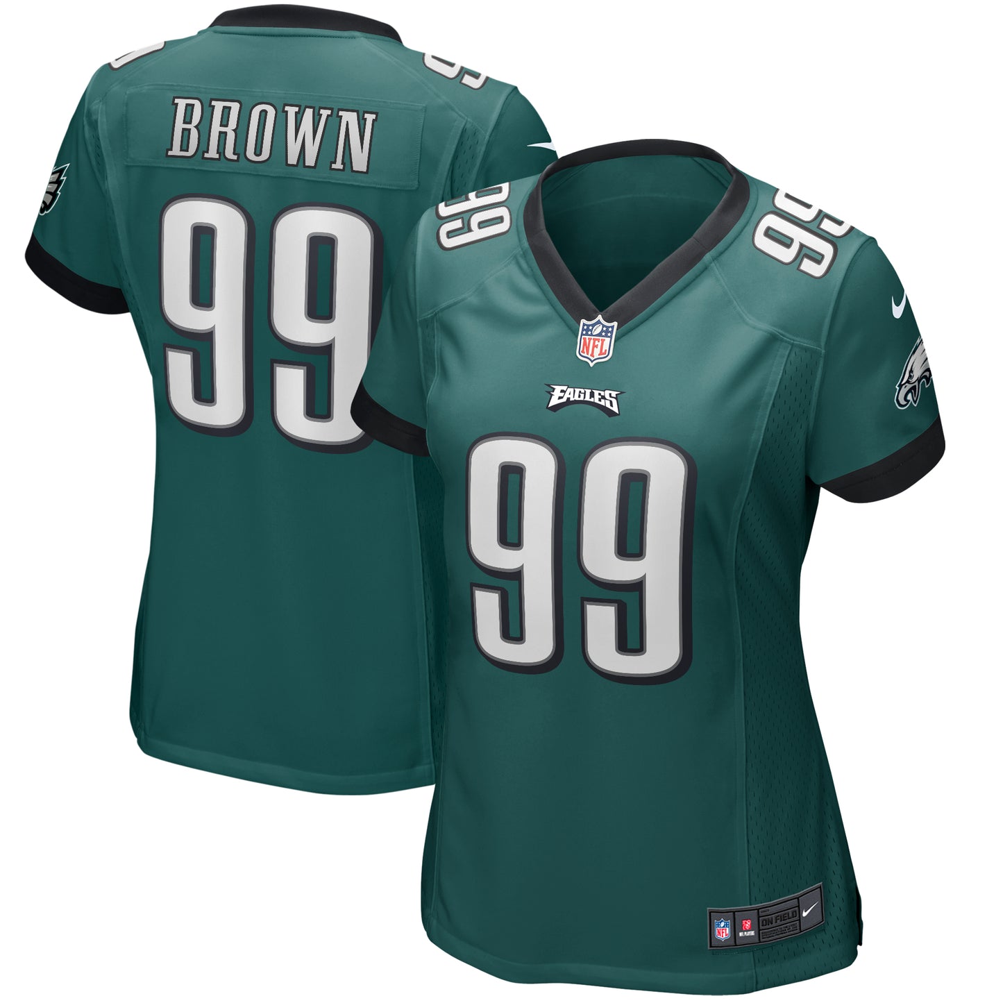 Women's Nike Jerome Brown Midnight Green Philadelphia Eagles Game Retired Player Jersey