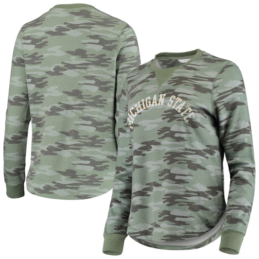 Women's Camo Michigan State Spartans Comfy Pullover Sweatshirt