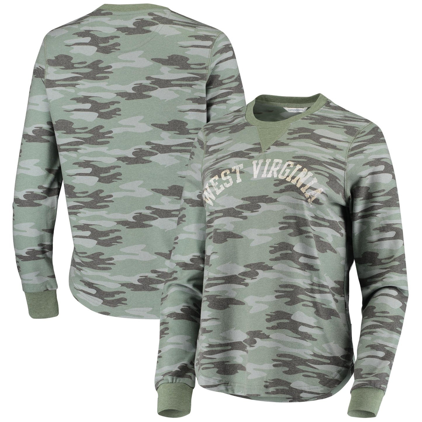 Women's Camo West Virginia Mountaineers Comfy Pullover Sweatshirt