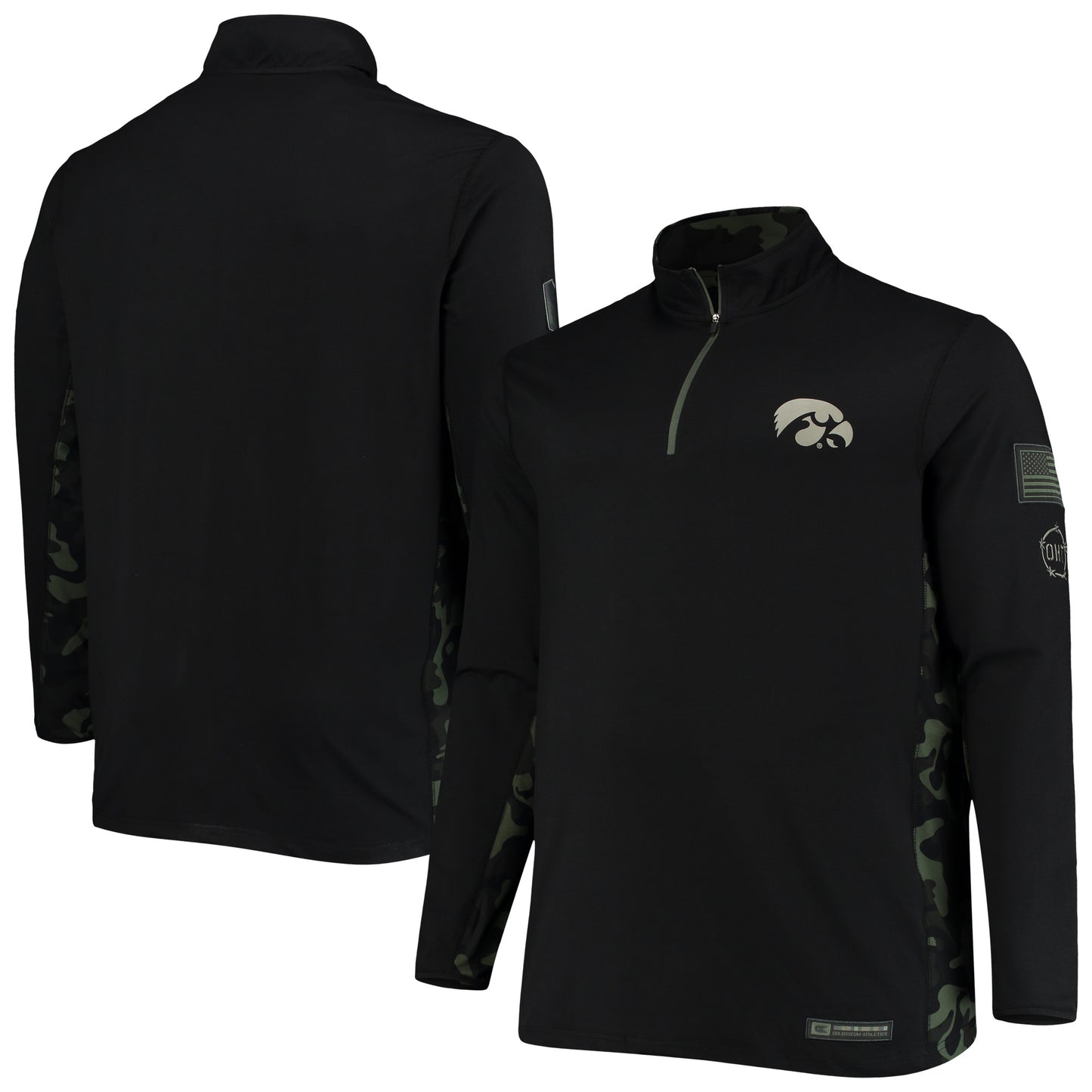 Men's Colosseum Black Iowa Hawkeyes OHT Military Appreciation Big & Tall Quarter-Zip Jacket