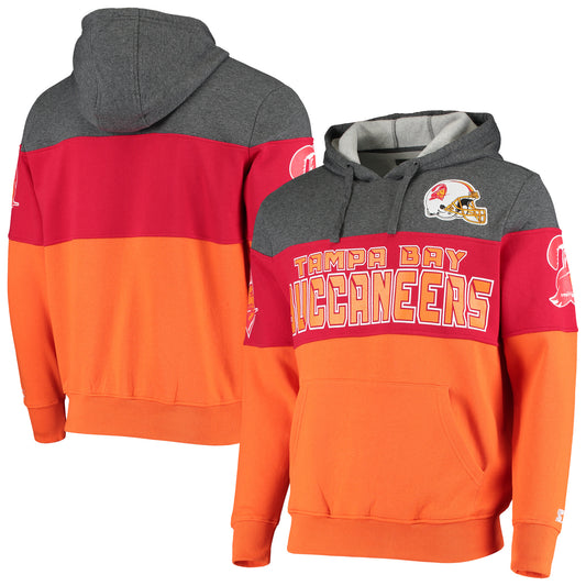 Men's Starter Gray/Red Tampa Bay Buccaneers Extreme Fireballer Throwback Pullover Hoodie