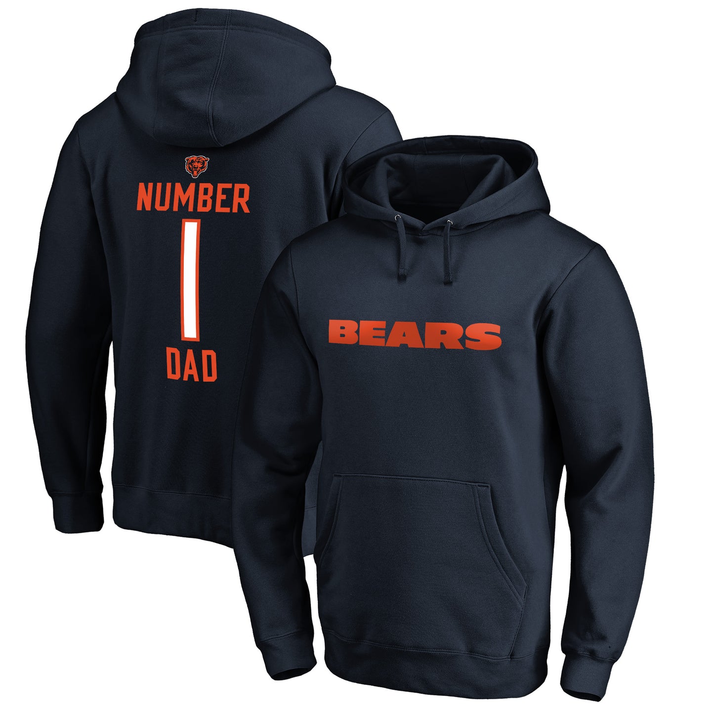 Men's NFL Pro Line Navy Chicago Bears #1 Dad Pullover Hoodie