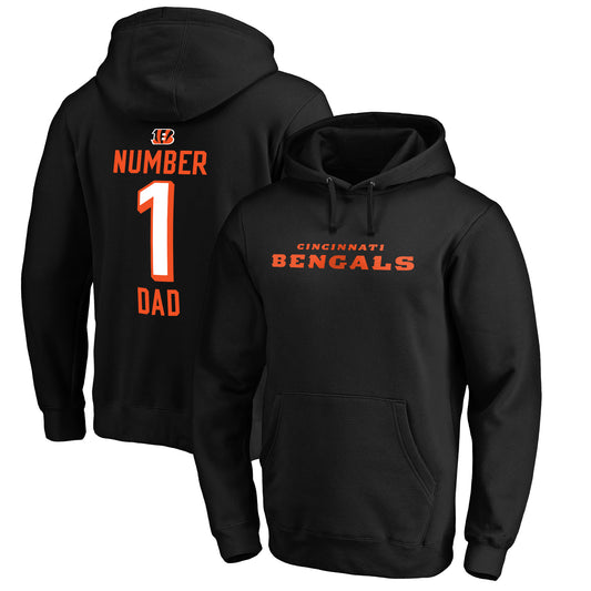 Men's NFL Pro Line Black Cincinnati Bengals #1 Dad Pullover Hoodie