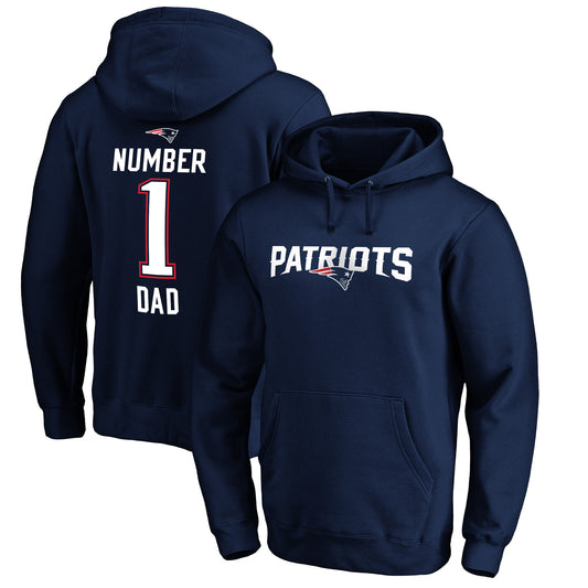 Men's NFL Pro Line Navy New England Patriots #1 Dad Pullover Hoodie