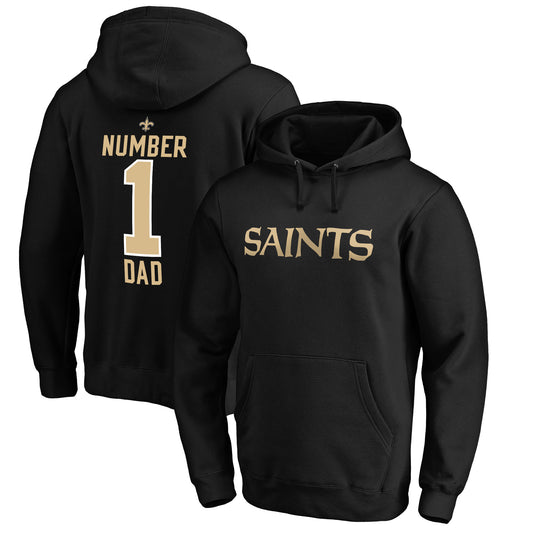 Men's NFL Pro Line Black New Orleans Saints #1 Dad Pullover Hoodie