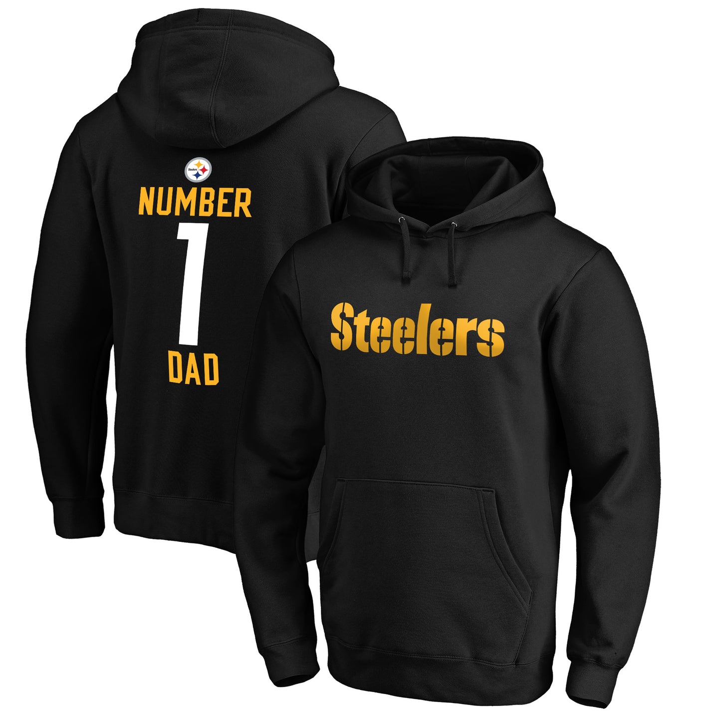 Men's NFL Pro Line Black Pittsburgh Steelers #1 Dad Pullover Hoodie