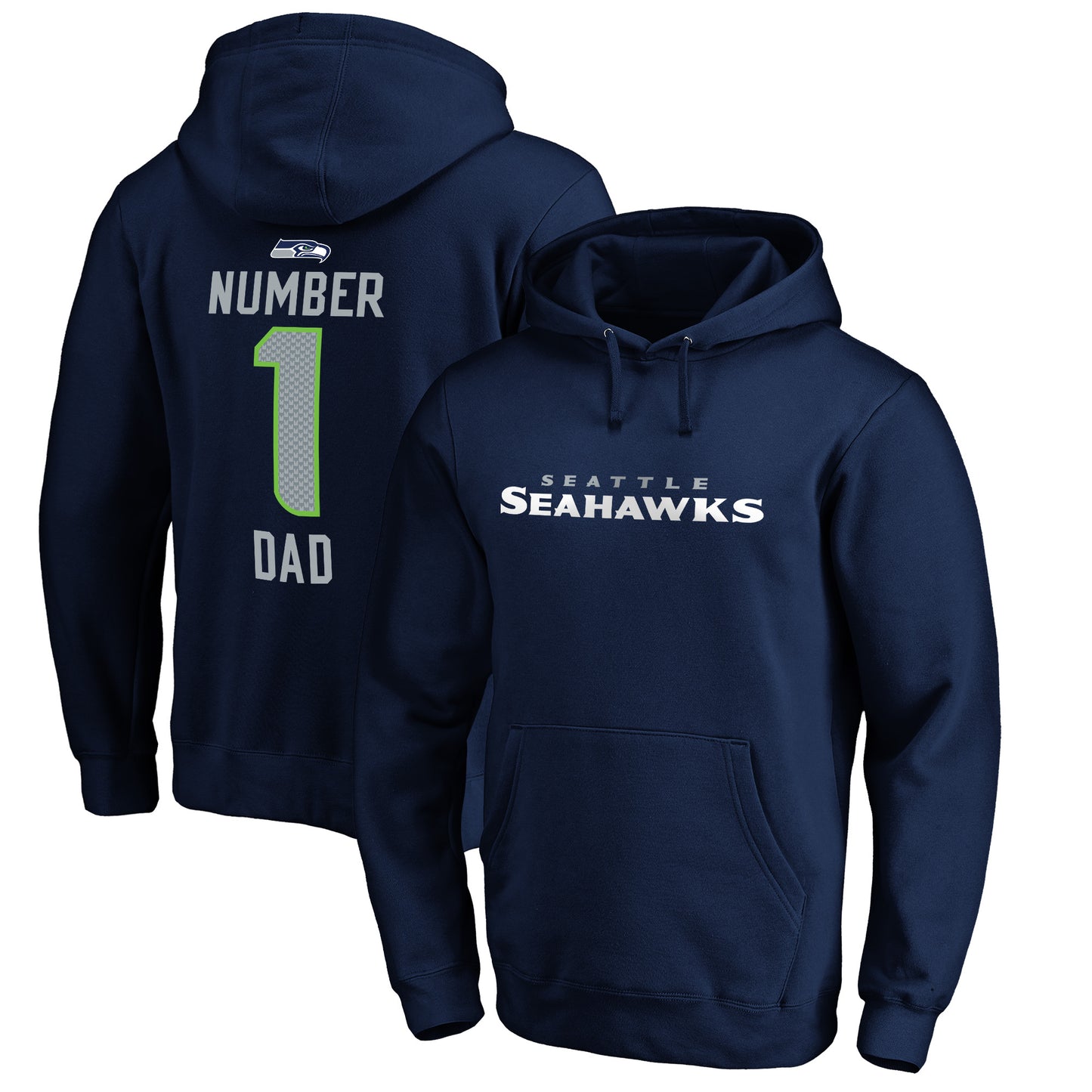 Men's NFL Pro Line Navy Seattle Seahawks #1 Dad Pullover Hoodie