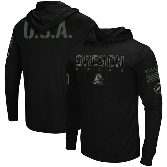 Men's Colosseum Black Oregon Ducks OHT Military Appreciation Hoodie Long Sleeve T-Shirt