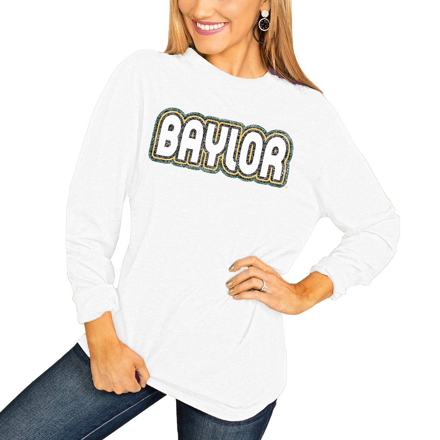 Women's White Baylor Bears It's A Win Vintage Vibe Long Sleeve T-Shirt