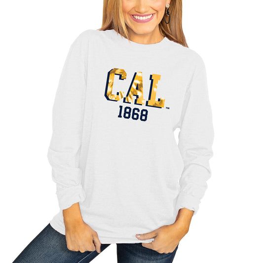 Women's White Cal Bears No Time to Tie Dye Long Sleeve T-Shirt