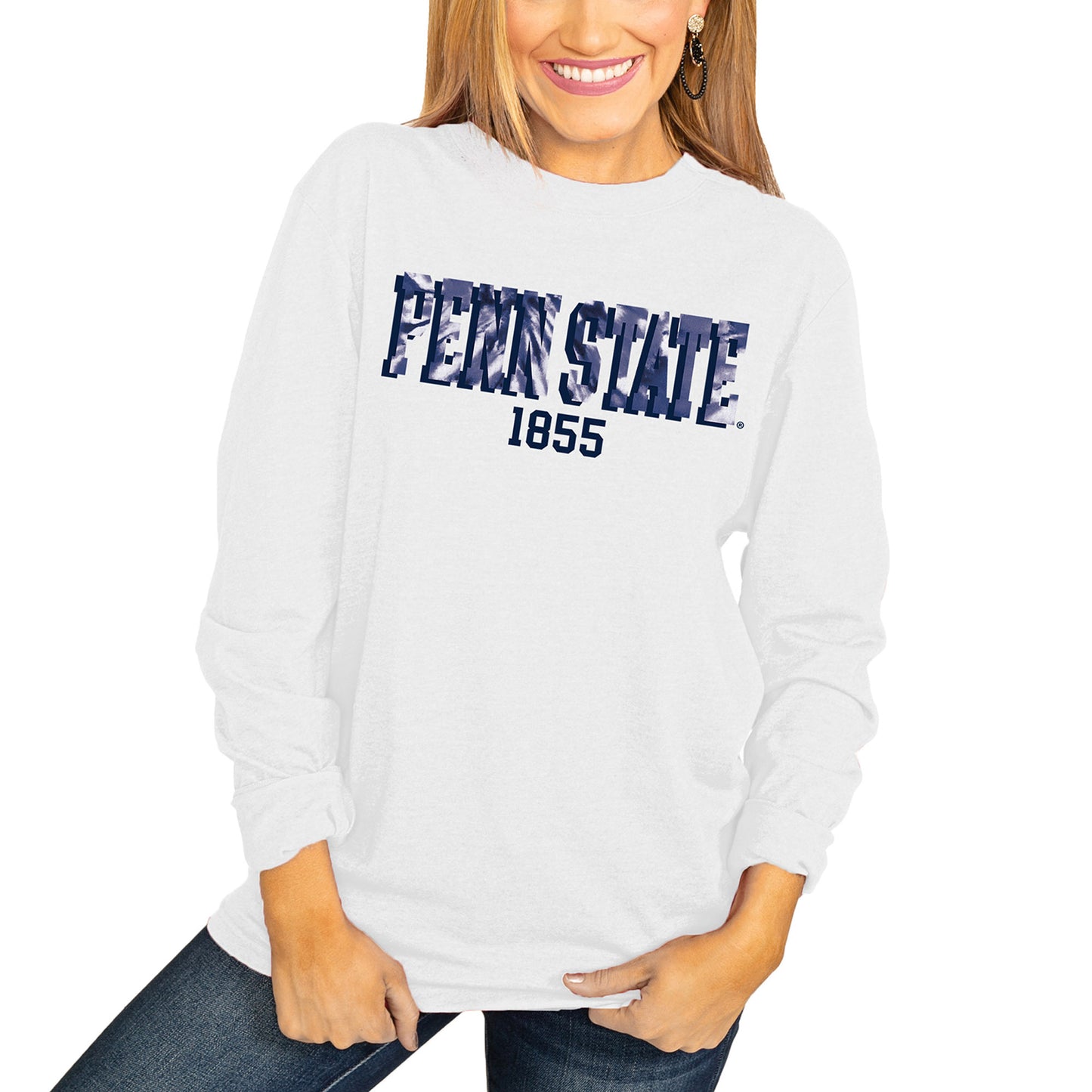 Women's White Penn State Nittany Lions No Time to Tie Dye Long Sleeve T-Shirt