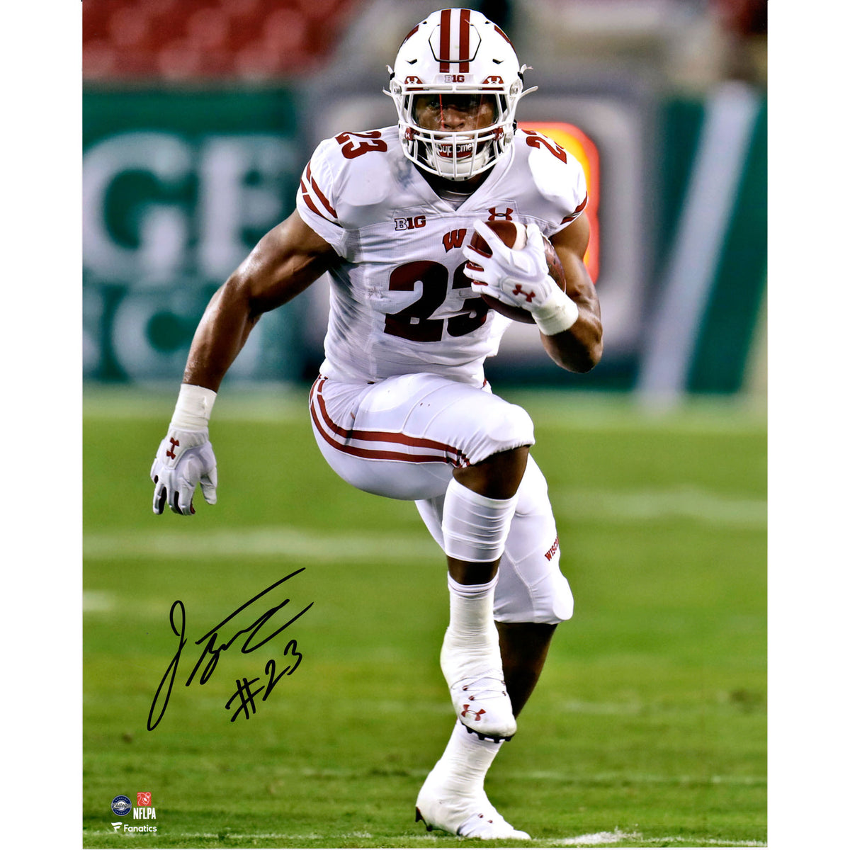 Jonathan Taylor Wisconsin Badgers Autographed 16" x 20" High Knee Run Photograph