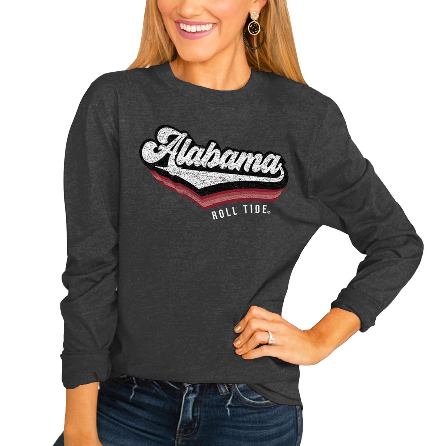 Women's Charcoal Alabama Crimson Tide Vivacious Varsity Long Sleeve T-Shirt