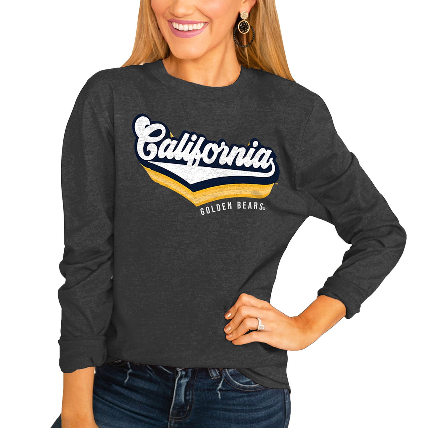 Women's Charcoal Cal Bears Vivacious Varsity Long Sleeve T-Shirt