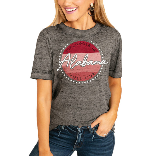 Women's Charcoal Alabama Crimson Tide Faded & Free Boyfriend T-Shirt