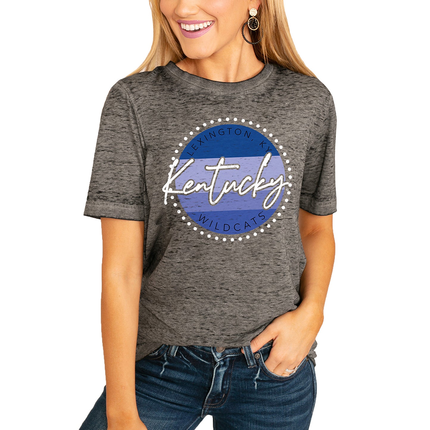 Women's Charcoal Kentucky Wildcats Faded & Free Boyfriend T-Shirt