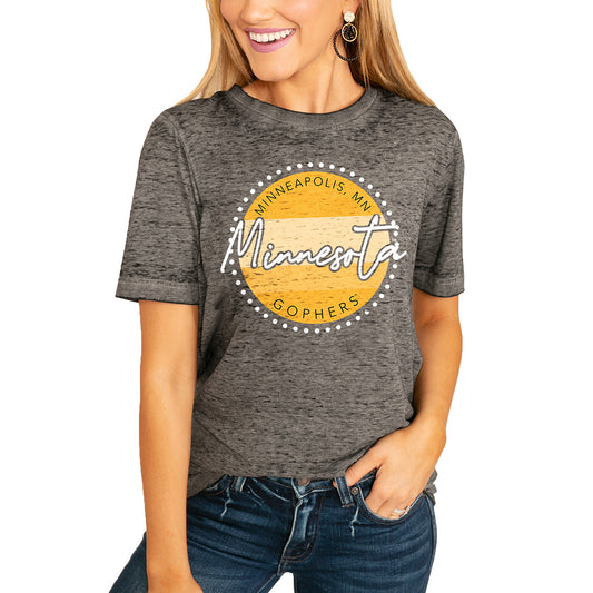 Women's Charcoal Minnesota Golden Gophers Faded & Free Boyfriend T-Shirt