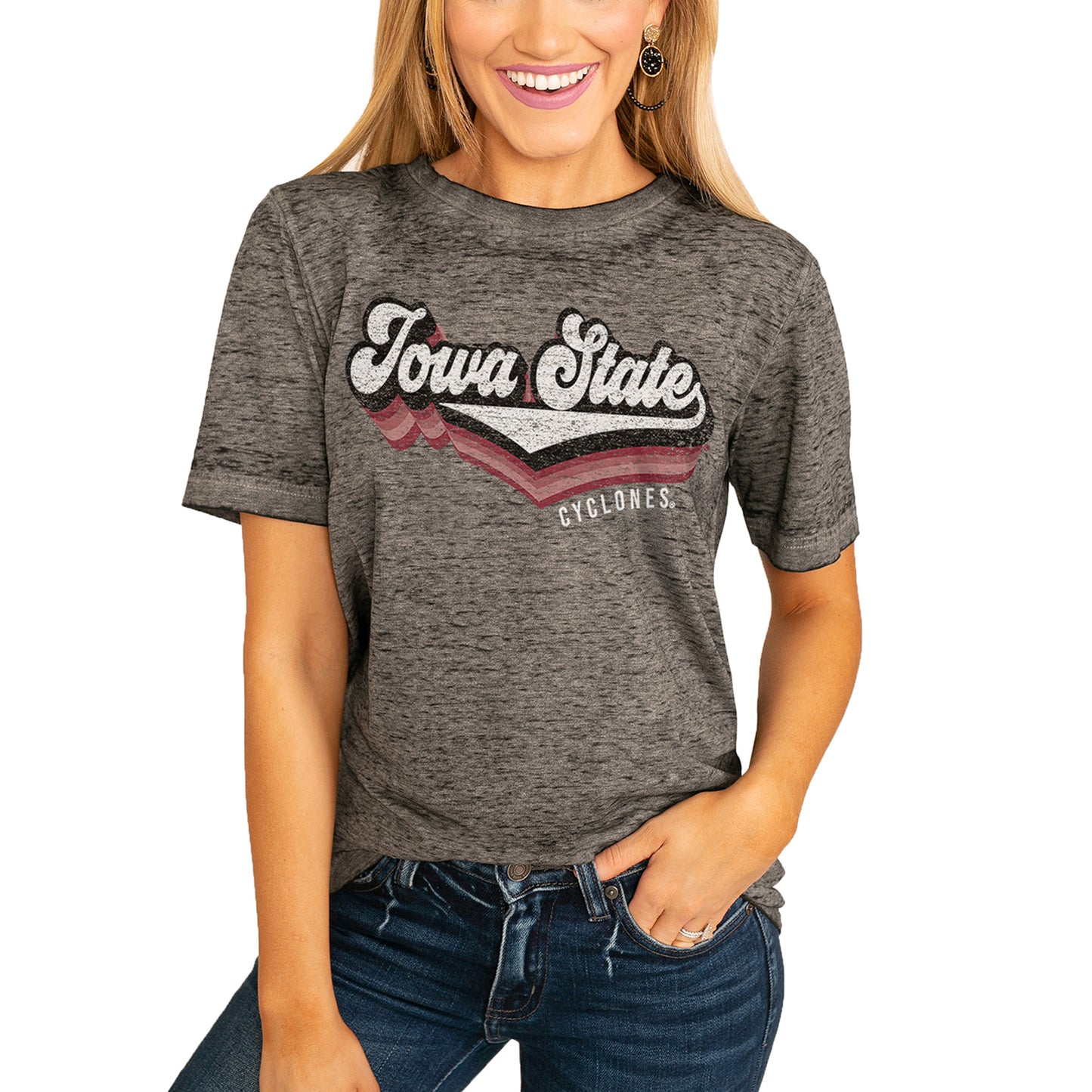 Women's Charcoal Iowa State Cyclones Vivacious Varsity Boyfriend T-Shirt