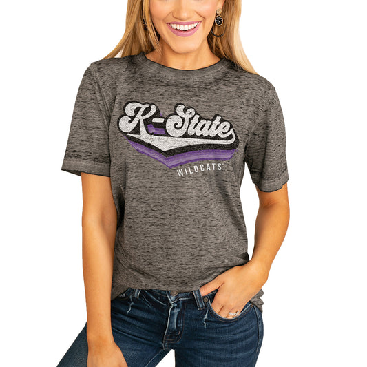 Women's Charcoal Kansas State Wildcats Vivacious Varsity Boyfriend T-Shirt