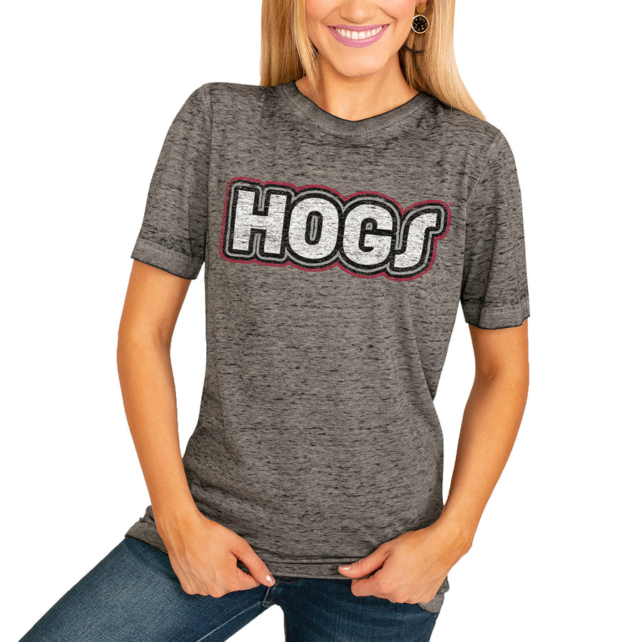 Women's Charcoal Arkansas Razorbacks It's A Win Boyfriend T-Shirt