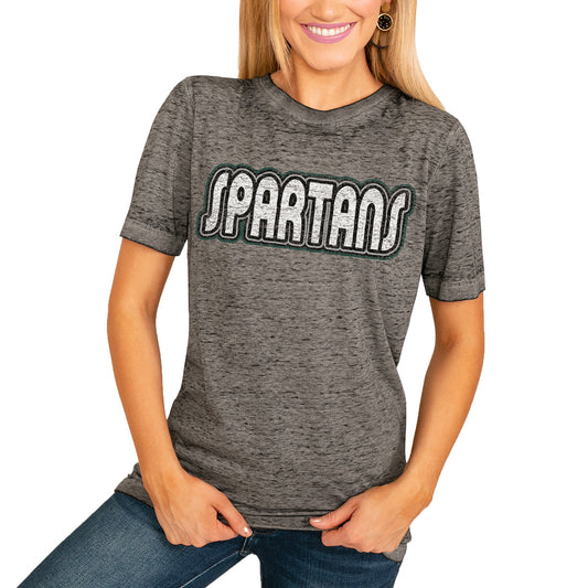 Women's Charcoal Michigan State Spartans It's A Win Boyfriend T-Shirt