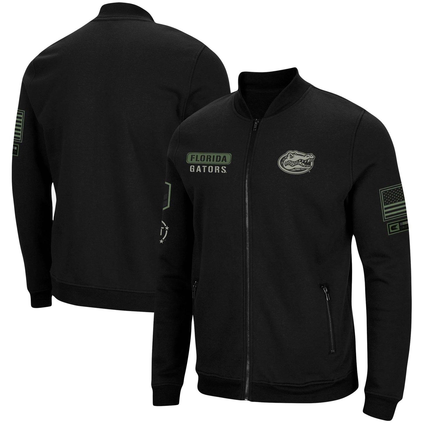 Men's Colosseum Black Florida Gators OHT Military Appreciation High-Speed Bomber Full-Zip Jacket