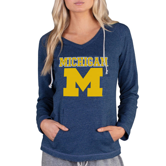 Women's Concepts Sport Navy Michigan Wolverines Mainstream Lightweight Terry Pullover Hoodie