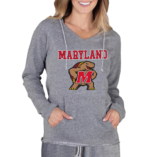 Women's Concepts Sport Gray Maryland Terrapins Mainstream Lightweight Terry Pullover Hoodie